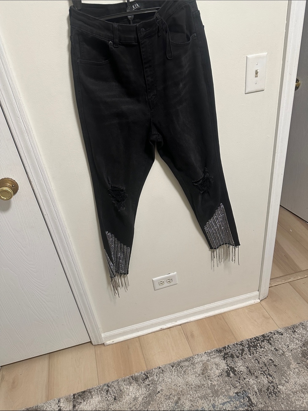 Black Embellished Fringe Women’s Jeans